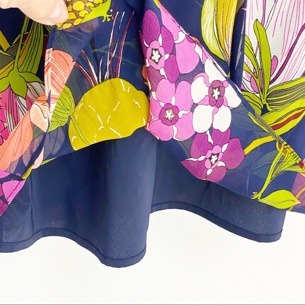 Trina Turk Silk Bonita Bell Sleeve Dress- Retro - Picture 6 of 13